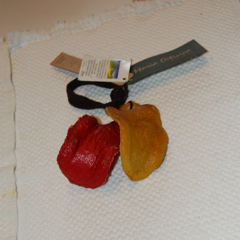 Maria Oiticica Seed Pod Bracelet W/ Braided Closure Red/Yellow Pods NWT